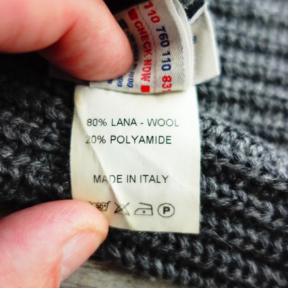 Moncler Wool Mittens Gloves Mens MEDIUM Grey Stripe Authentic Retro Vintage - Picture 6 of 9